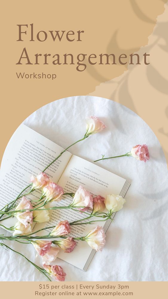 Flower arrangement workshop social story template, editable Instagram design