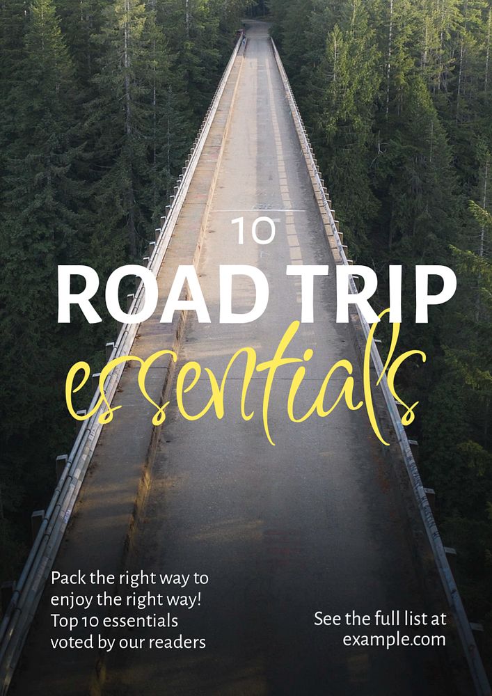 Road trip essentials poster template, editable text & design