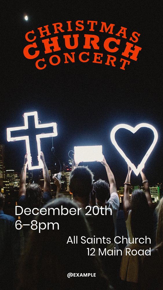 Christmas Church Concert Facebook story template, editable design