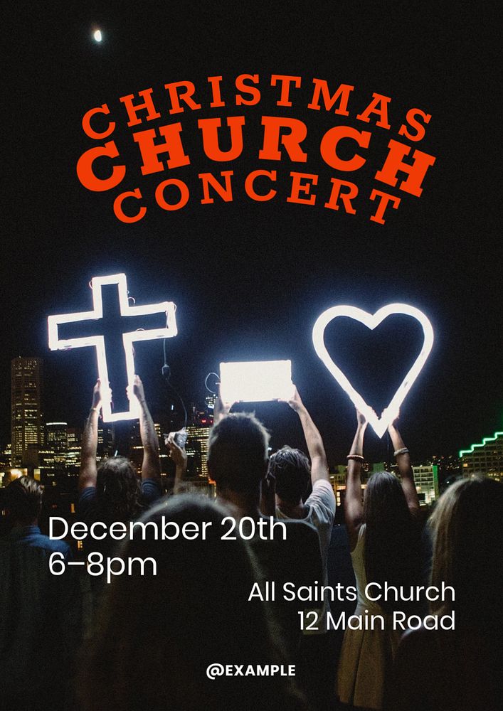 Christmas Church Concert poster template, editable text & design