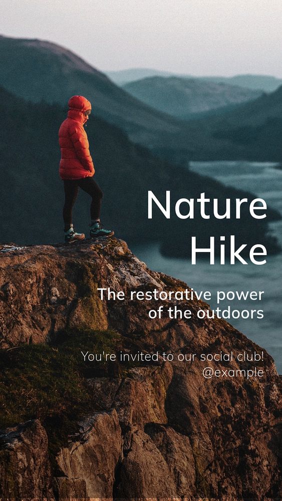 Nature hike Facebook story template, editable design