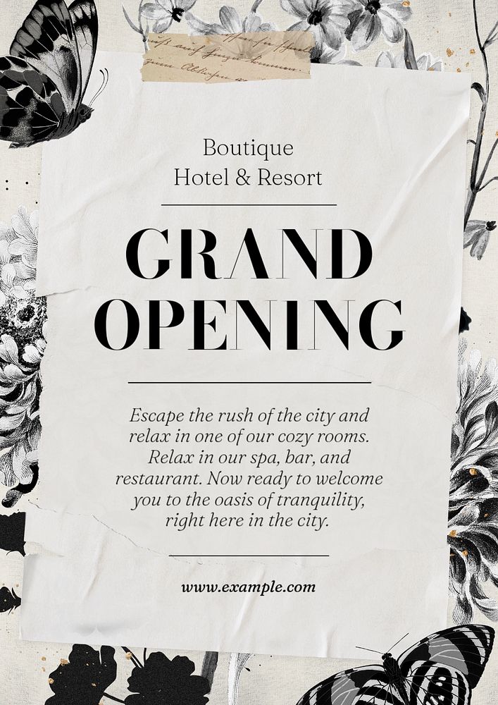 Grand opening poster template, editable text and design