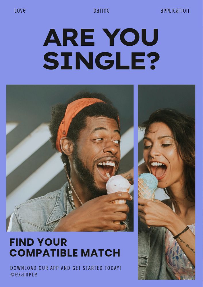 Online dating app poster template, editable text & design