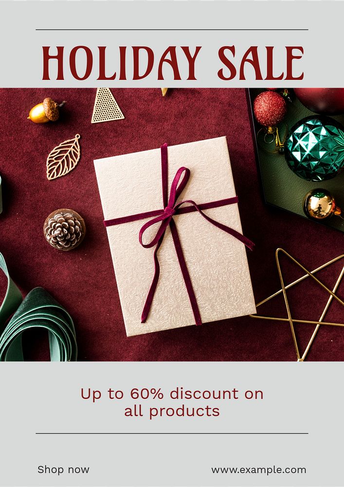 Holiday sale poster template, editable text & design