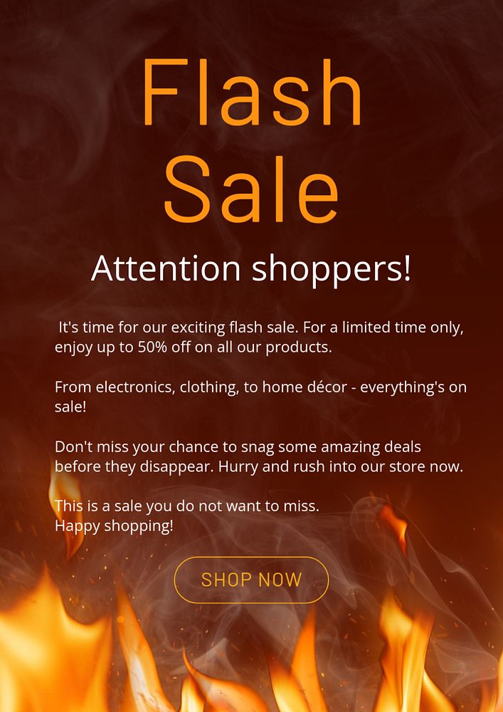 Flash sale poster template, editable text and design