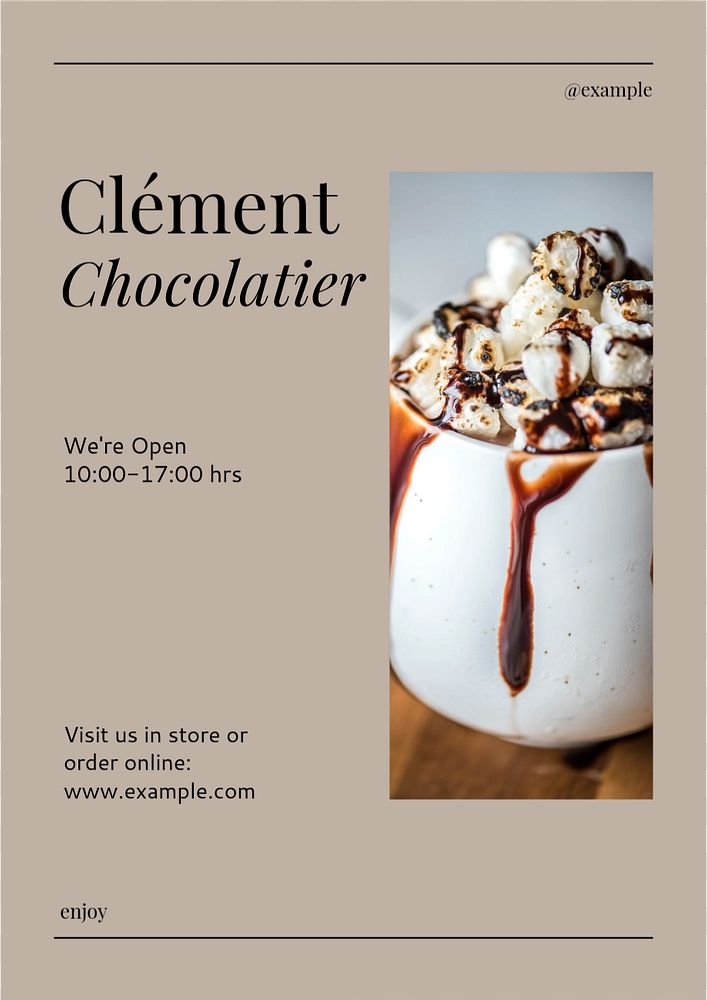 Chocolate shop poster template, editable text & design