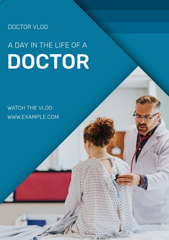 Doctor vlog poster template, editable text & design