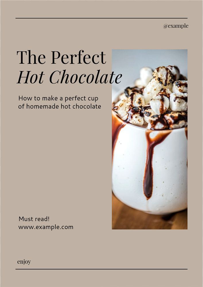 Hot chocolate poster template, editable text & design