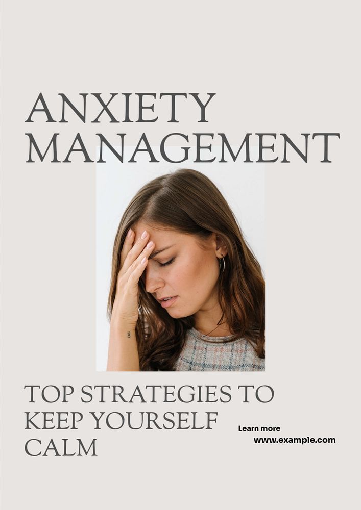 Anxiety management poster template, editable text & design