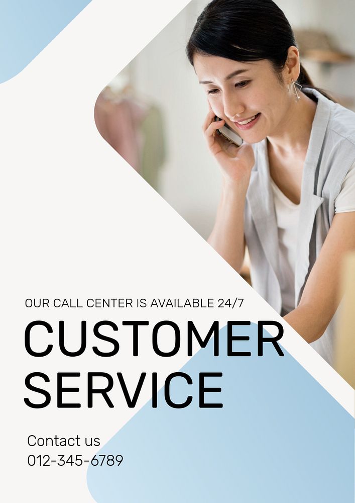 Customer service poster template, editable text & design