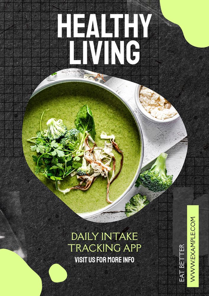 Healthy living poster template, editable text & design