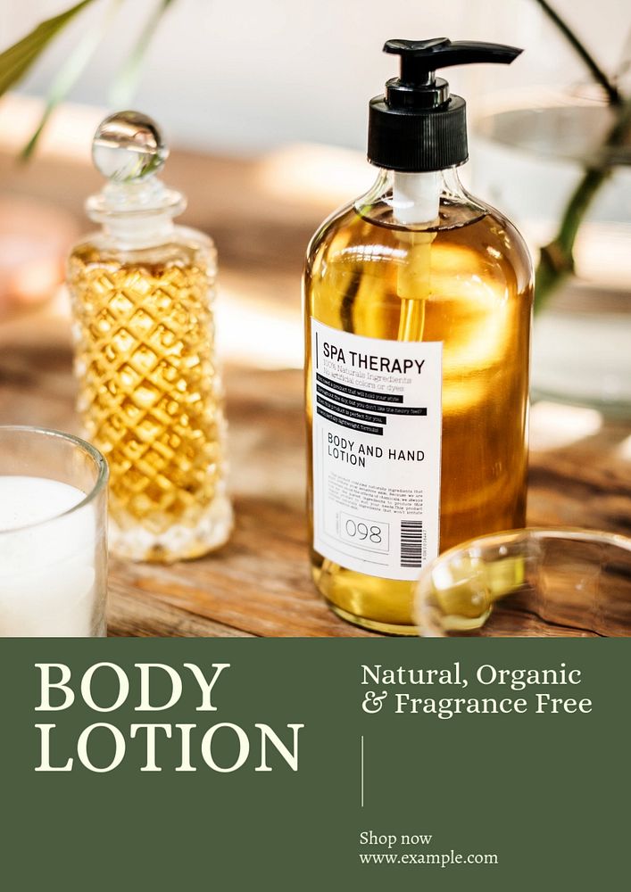 Body lotion poster template, editable text & design