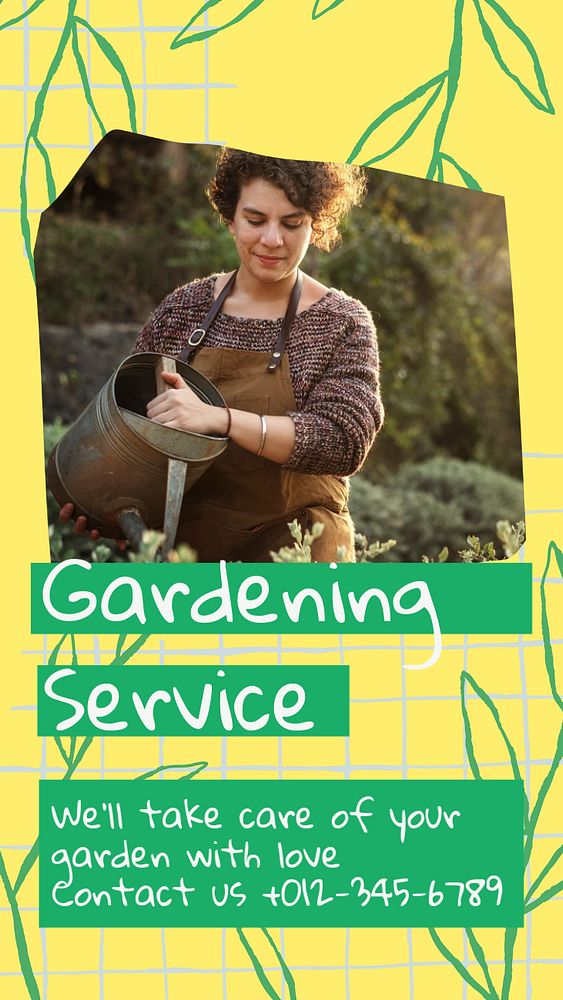 Gardening service social story template, editable Instagram design