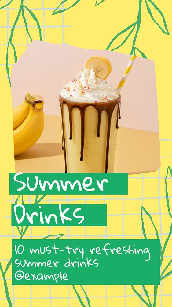 Summer drinks social story template, editable Instagram design