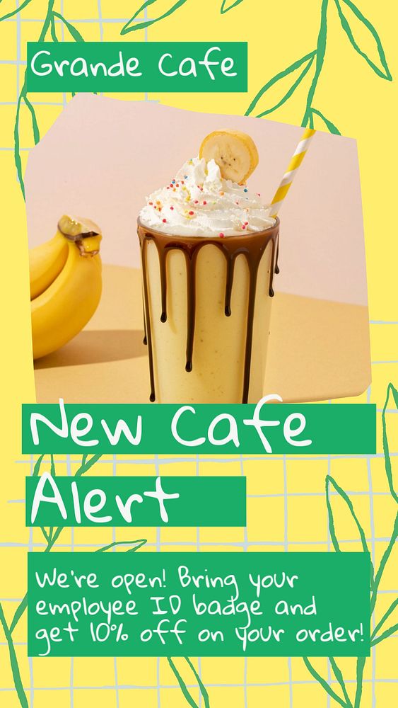 New cafe social story template, editable Instagram design