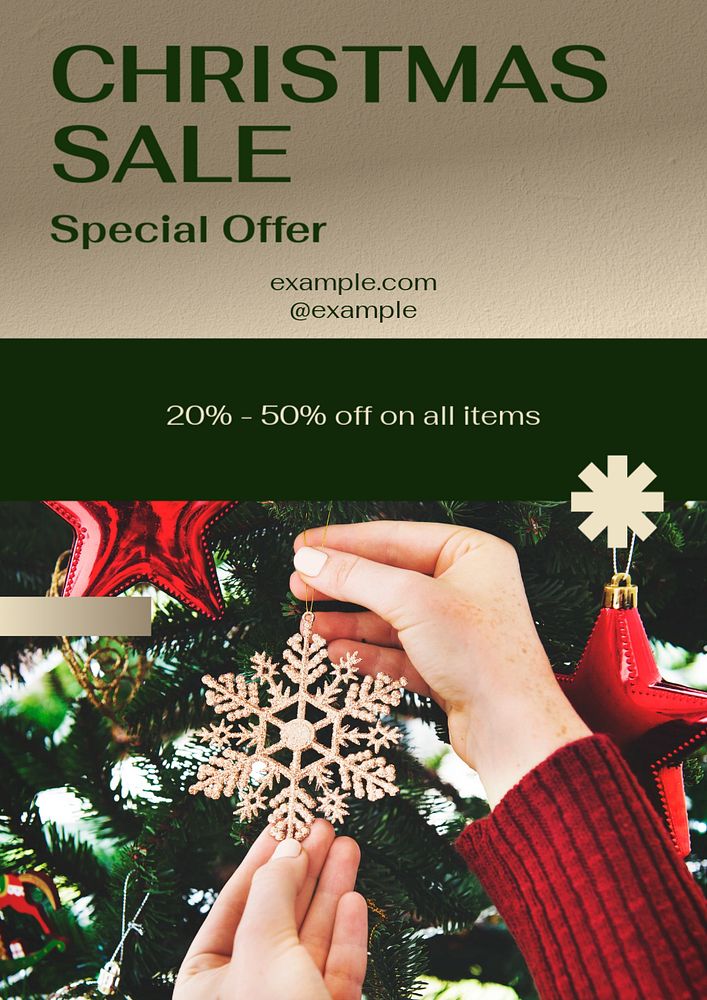 Christmas sale poster template, editable text & design