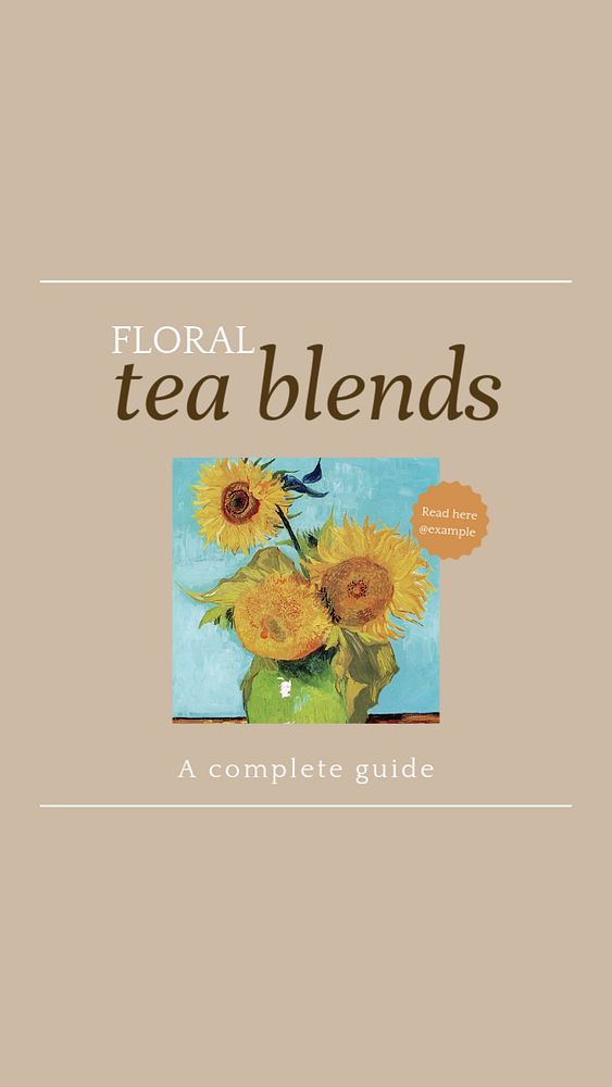 Floral tea blends social story template, editable Instagram design