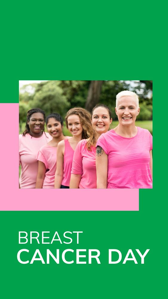 Breast cancer day social story template, editable Instagram design