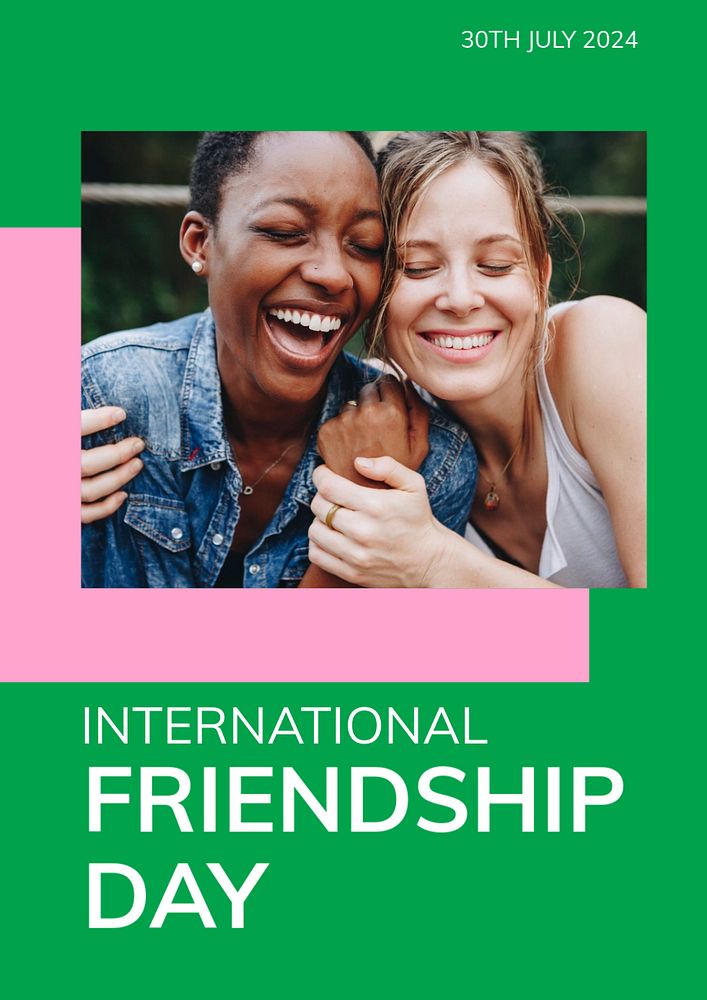 International friendship day poster template, editable text & design