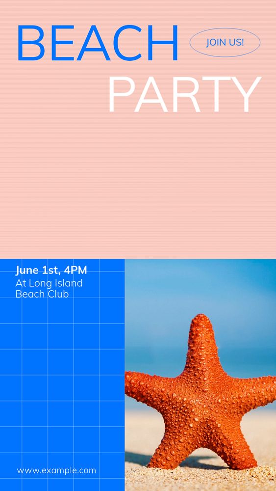 Beach party social story template, editable Instagram design