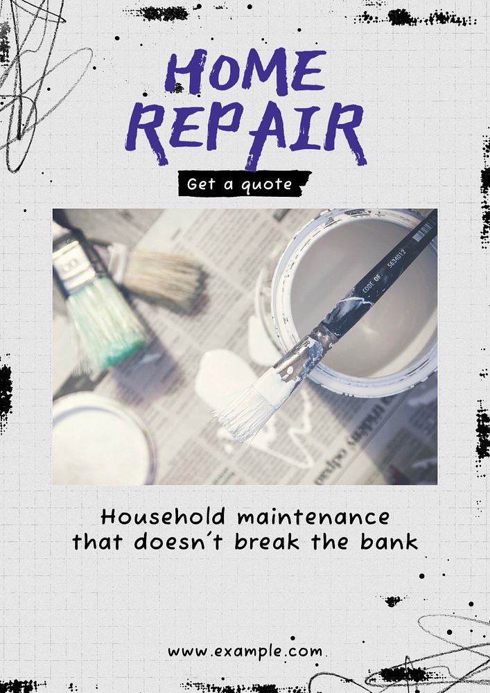 Home repair poster template, editable text & design