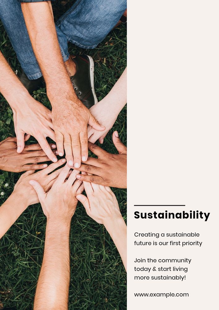 Sustainable community poster template, editable text & design