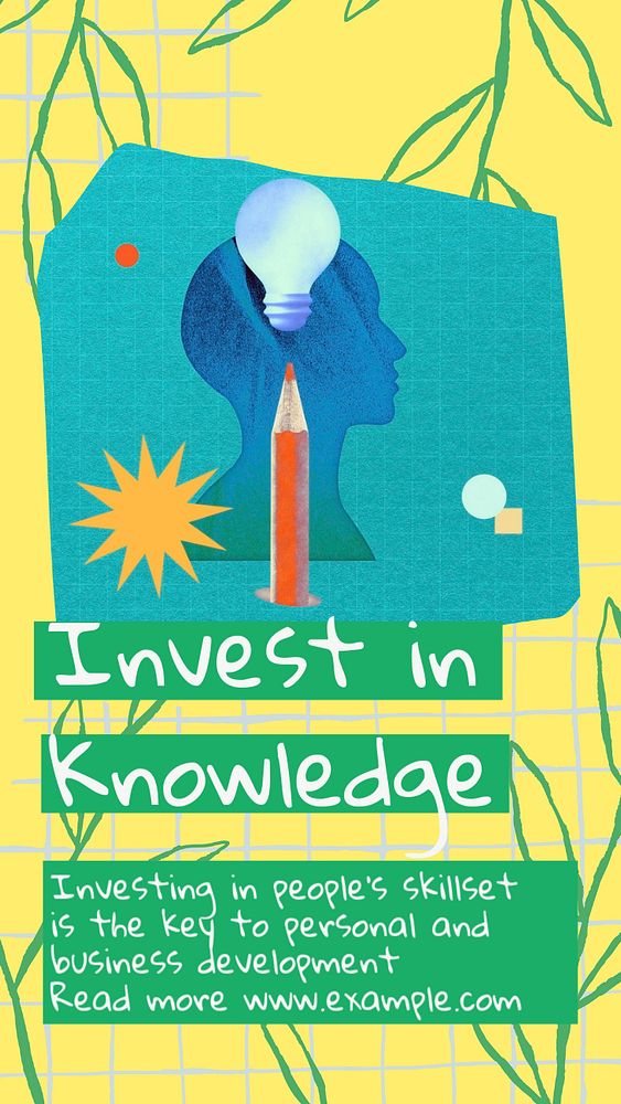 Knowledge investment social story template, editable Instagram design