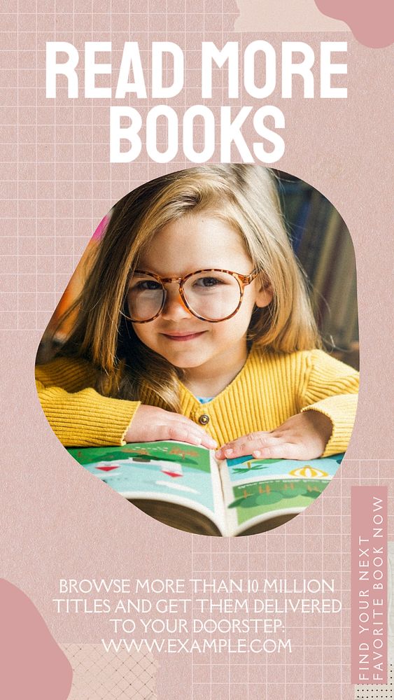 Read more books social story template, editable Instagram design