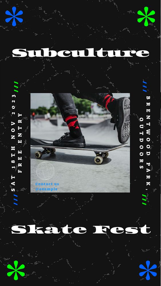 Skate fest social story template, editable Instagram design