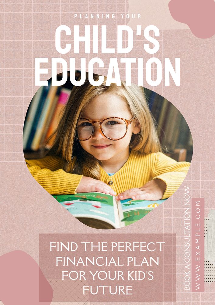 Child's education poster template, editable text & design