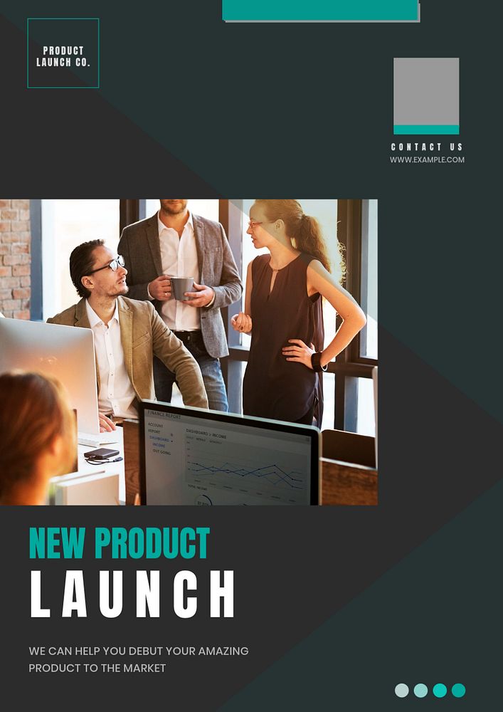 Product launch poster template, editable text & design