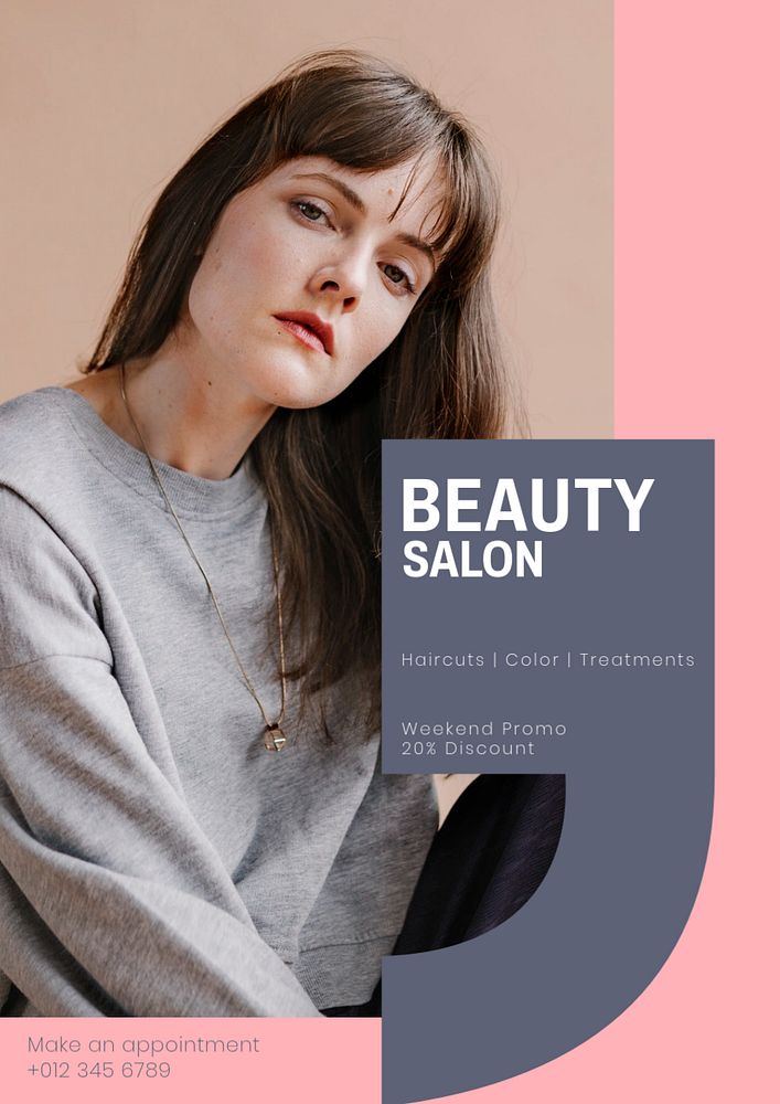 Beauty salon poster template, editable text & design