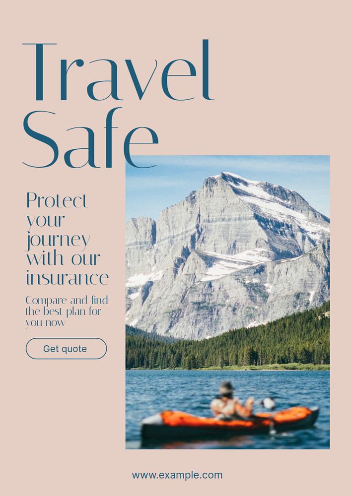 Travel insurance poster template, editable text & design