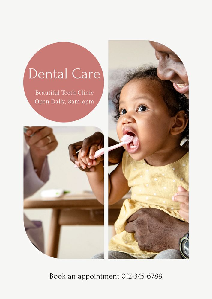 Dental care poster template, editable text & design