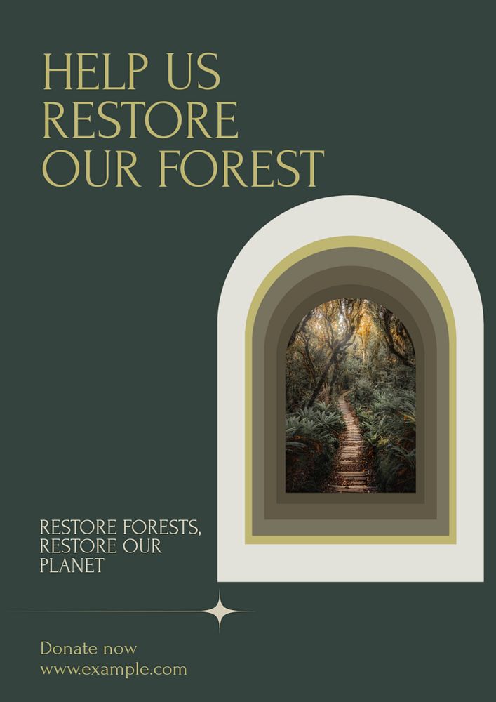 Forest restoration poster template, editable text & design