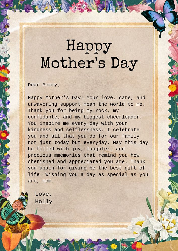 Happy mother's day poster template, editable text and design