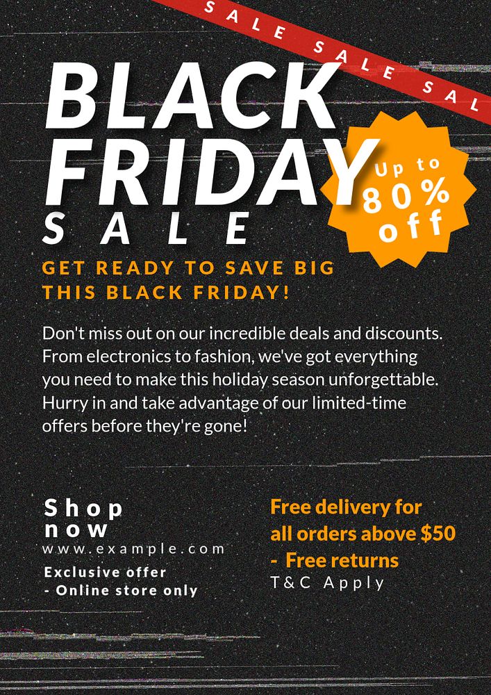 Black Friday poster template, editable text and design