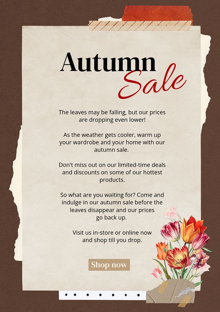 Autumn sale poster template, editable text and design