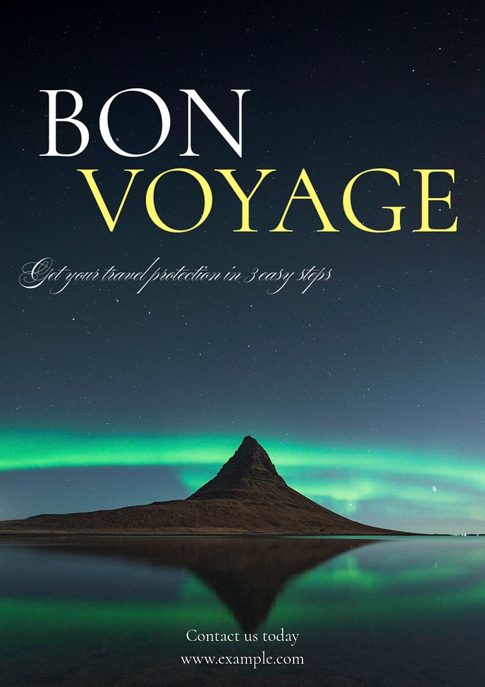 Bon voyage poster template, editable text & design