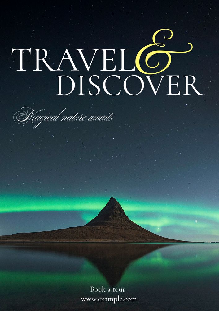 Travel & discover poster template, editable text & design