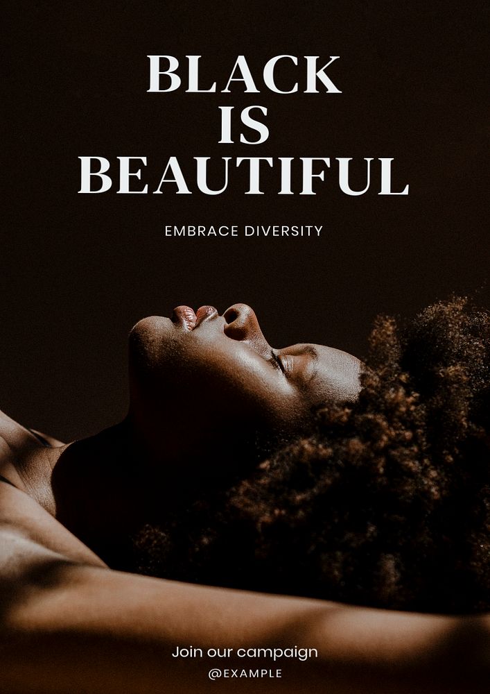 Black is beautiful poster template, editable text & design