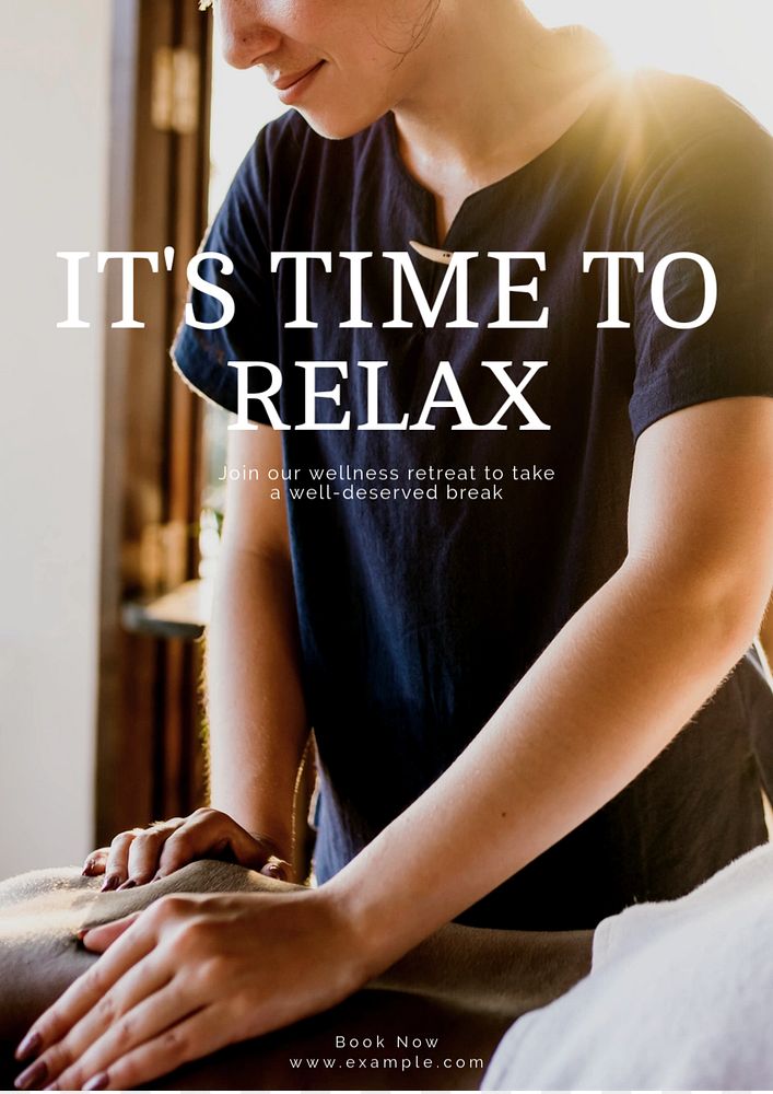 Wellness retreat poster template, editable text & design