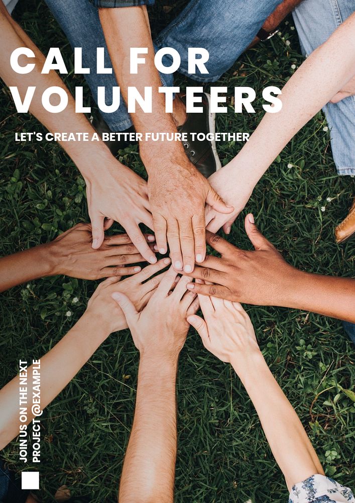 Call for volunteers poster template, editable text & design