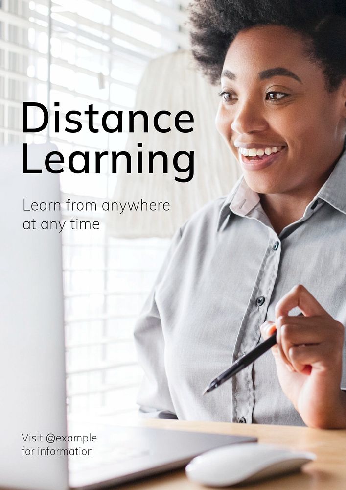 Distance learning poster template, editable text & design