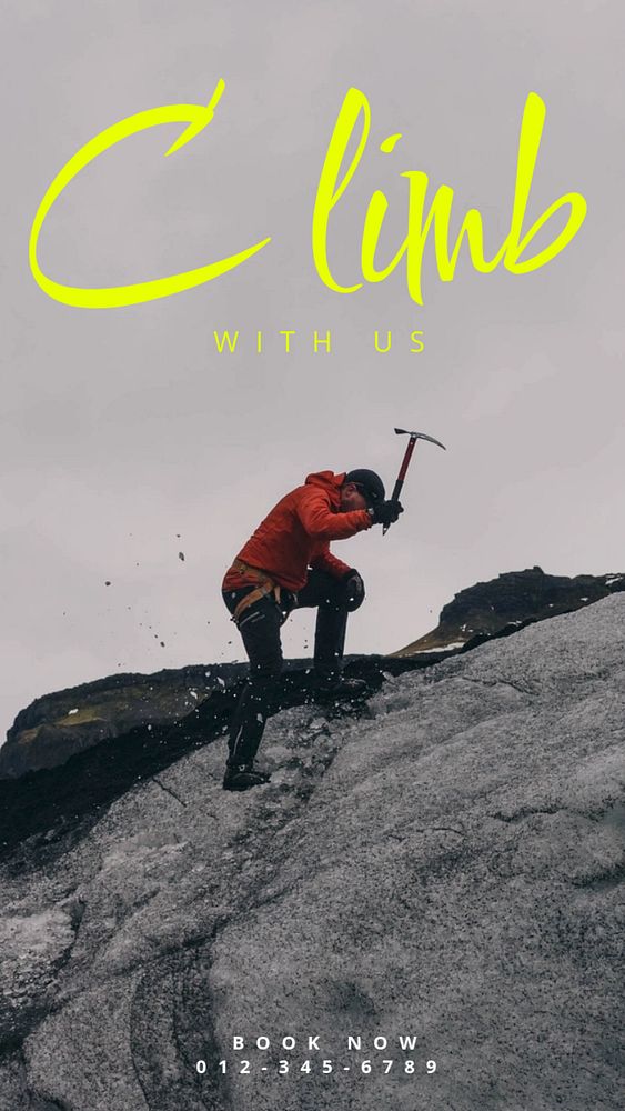 Climbing club Instagram story template, editable text