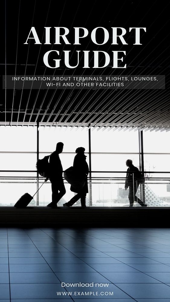 Airport guide Facebook story template, editable design