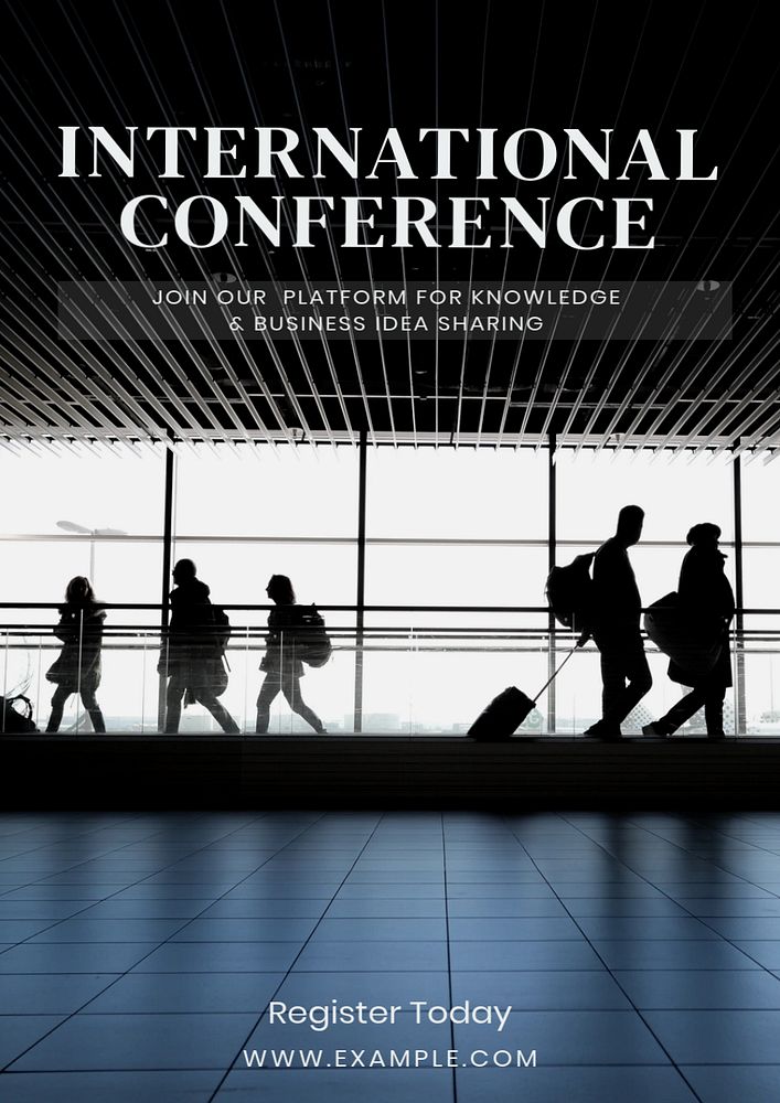 International conference poster template, editable text & design