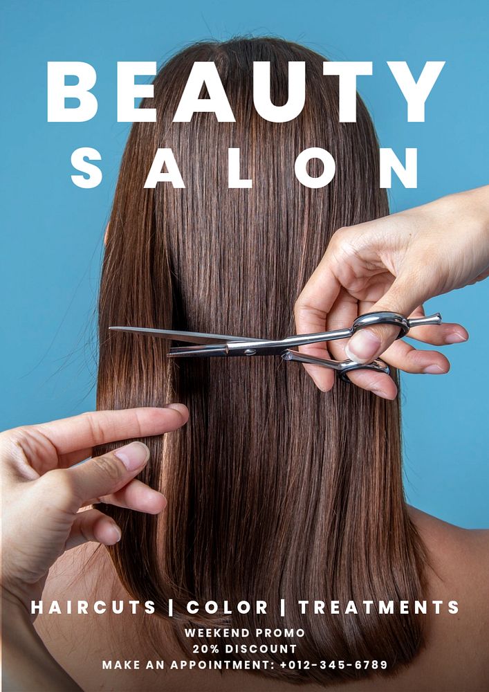 Beauty salon poster template, editable text & design