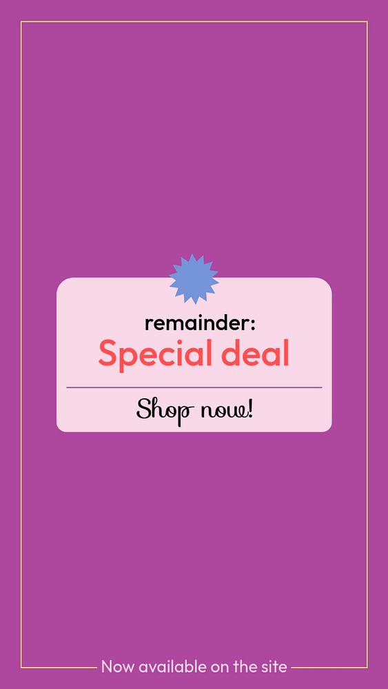 Special deal Instagram story template, purple design for online advertisement 