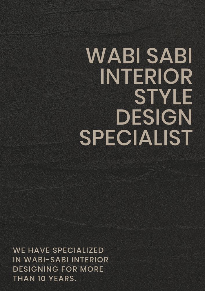 Wabi sabi interior poster template, editable text